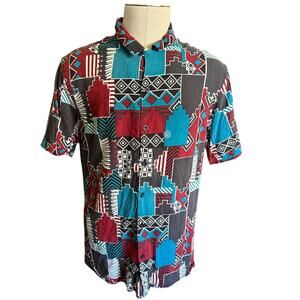 PacSun Multicolor Geo Aztec Print Button Front Shirt Size Large